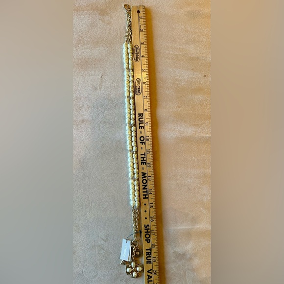 Chico’s Necklace NWT Gold tone Maltese Cross Pearl Pendant Double Strand 20” - Picture 11 of 11